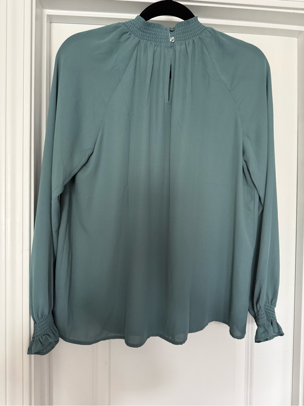 LOFT Sage Smocked-Neck Long Sleeve Blouse - Picture 2 of 2